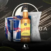 Kit Whisky c/6 Red Bull: Combo Cavalinho 1L c/6 Red Bull + Gelo)