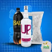 kit vodka com baly: Kit UP Cereja + Baly 2L + Gelo 3kg)
