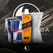 Kit Whisky c/6 Red Bull: Combo Black Label 1L c/6 Red Bull + Gelo)
