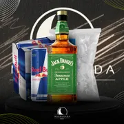 Kit Whisky c/6 Red Bull: Combo Jack Daniel´s Apple 1L c/6 Red Bull + Gelo)