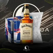 Kit Whisky c/6 Red Bull: Combo Jack Daniel´s Honey 1L c/6 Red Bull + Gelo)