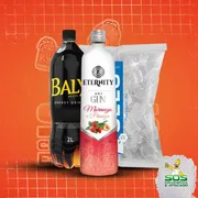 Kits de Gin 1: Gin Eternity Morango com Pessego + Baly 2L + Gelo 3kg)