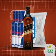 whisky + red bull + gelo: Kit Double Black + 06 Red Bull 250ml + Gelo 3k)
