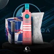 Kit Vodka c/6 Red Bull: Combo Ciroc Strawberry c/6Red Bull + Gelo)