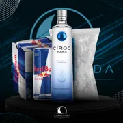 Kit Vodka c/6 Red Bull: Combo Ciroc Tradicional c/6 Red Bull + Gelo)