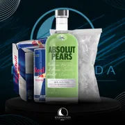 Kit Vodka c/6 Red Bull: Combo Absolut Pera c/6 Red Bull + Gelo)