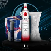 Kit Vodka c/6 Red Bull: Combo Ciroc Red Berry c/6 Red Bull + Gelo)
