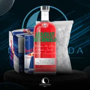 Kit Vodka c/6 Red Bull: Kit Absolut Melancia c/6 Red Bul + Gelo)
