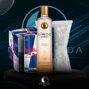 Kit Vodka c/6 Red Bull: Combo Ciroc Mango c/6 Red Bull + Gelo)