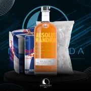 Kit Vodka c/6 Red Bull: Kit Absolut Mandrin c/6 Red Bull + Gelo)