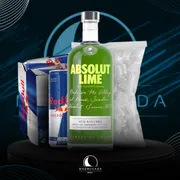 Kit Vodka c/6 Red Bull: Kit Absolut Lime c/6 Red Bull + Gelo)