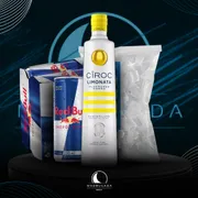 Kit Vodka c/6 Red Bull: Combo Ciroc Limonata c/6 Red Bull + Gelo)