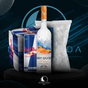 Kit Vodka c/6 Red Bull: Combo Grey Goose Laranja 750ml c/6 Red Bull + Gelo3kg)