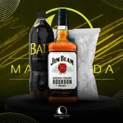 Kit Whisky: Combo Jim Beam Bourbon 1L c/Baly + Gelo 3kg)