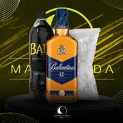 Kit Whisky: Combo Ballantines 12 Anos 750ml c/Baly + Gelo 3kg)