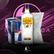 Kit Gin com Red Bull: Combo Gordons Neutra c/6 Red Bull + Gelo 3kg)