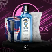Kit Gin com Red Bull: Combo Bombay c/6 Red Bull + Gelo)
