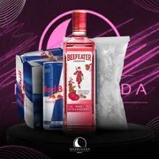 Kit Gin com Red Bull: Combo Beefeater Pink 1L c/6 Red Bul + Gelo)