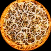 Pizzas: Pizza Atum - PIzza (Ingredientes: Atum, Azeitonas, Cebola, Molho de tomate, Mussarella, Orégano)