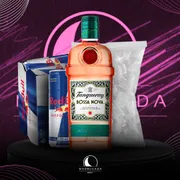 Kit Gin com Red Bull: Combo Tanqueray Bossa c/6 Red Bull + Gelo)