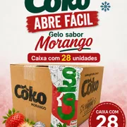 Gelos: Caixa Gelo Coko Abre Fácil (MORANGO) com 28 unid. - Gelos de Morango abre fácil com 28 unidades