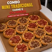 Combos mini: Combo mini tradicional 100 - 100 mini esfihinhas gourmet sabores carne e calabresa