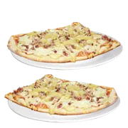 Tradicionais: Americana - Pizza Grande (Ingredientes: Abacaxi, Bacon, Mussarela)
