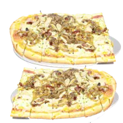 Tradicionais: Figaceta - Pizza Grande (Ingredientes: Bacon, Cebola, Champignon, Fritos na Chapa, Mussarela)