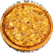 Tradicionais: Crocante - Pizza Grande (Ingredientes: Azeitona, Bacon, Batata Palha, Cebola, Milho, Molho, Mussarela, Orégano, Presunto, Tomate)
