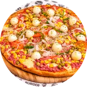 Especiais: Portuguesa Especial - Pizza Grande (Ingredientes: Azeitona, Cebola, Ervilha, Milho Verde, Molho, Mussarela, Orégano, Pimentão, Presunto, Tomate)