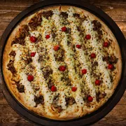 Sabores Premium: Costela - Pizza Gigante (Ingredientes: Catupiry, Costela Desfiada, Mussarela, Molho de Tomate, Orégano, Pimenta Biquinho)