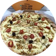 Tradicionais: Frango Paulista - Pizza Grande (Ingredientes: Frango Desfiado, Mussarela, Tomate Cereja)