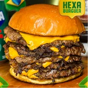 Hambúrguer Artesanal: Hexa Burguer - Hambúrguer Artesanal (Ingredientes: 6 blends de 80g, 6 fatias de cheddar, Pão tipo brioche)