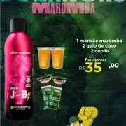 MANSÃO MAROMBA: WHISKY + JOB (CEREJA) + 2 copão + 2 gelo de coco - WHISKY + JOB (CEREJA) + 2 copão + 2 gelo de coco