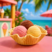Sorvetes: Cestinha - Sorvete c/ 1 Bola (Ingredientes: 01 Sabor por Bola de Sorvete)