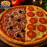 PROMOÇÃO: CALA I/MUSSA - Pizza Grande (Ingredientes: Molho de Tomate, Calabresa, Cebola, Mussarela, Rodelas de Tomate, Azeitonas Sem Caroço)
