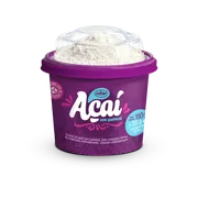 Açaí Cremoso: Açaí com Guaraná e Lácteo 180g - Sorbet de açaí com guaraná, 180g. E composto lácteo separado, 20g.