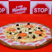 Pizza Brotão: Vegetariana - Pizza Brotão (Ingredientes: Azeitona, Manjericão, Molho, Mussarela, Orégano, Palmito, Tomate)