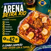 Torcida na Caixa: Arena Beira Rio - Carne, frango, calabresa, batata frita, bacon e cheddar