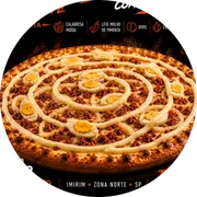 Tradicionais: Baiana Coberta Com Catupiry - Pizza Grande (Ingredientes: Azeitonas, Calabresa Moída, Cebola, Coberta Com Catupiry, Molho Apimentado, Orégano, Ovos)