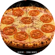 Tradicionais: Bauru - Pizza Grande (Ingredientes: Azeitonas, Fatias de Tomate, Mussarela, Orégano, Presunto)