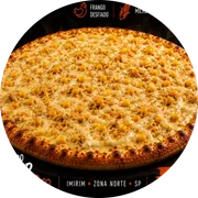 Tradicionais: Frango Com Milho - Pizza Grande (Ingredientes: Azeitonas, Coberto Com Mussarela, Frango Desfiado, Milho, Orégano)
