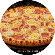 Tradicionais: Portuguesa - Pizza Grande (Ingredientes: Azeitonas, Cebola, Mussarela, Orégano, Ovos, Presunto)