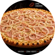 Tradicionais: Lombo Simples - Pizza Grande (Ingredientes: Azeitonas, Cebola, Lombo Canadense, Orégano)