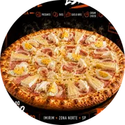 Especiais: Portuguesa Especial - Pizza Grande (Ingredientes: Azeitonas, Cebola, Coberta Com Cream Cheese, Mussarela, Orégano, Ovos, Presunto, Queijo Brie)