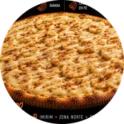 Doces: Banana Nevada - Pizza Grande (Ingredientes: Banana, Canela, Chocolate Branco)