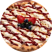 O Melhor da Nutella: Cheesecake de Frutas Vermelhas - Pizza Pequena (Ingredientes: Creme de Leite, Mussarela, Cream Cheese, Chocolate Branco, Geléia de Frutas Vermelhas)