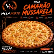 Especiais: Camarão Coberto Com Mussarela - Pizza Grande (Ingredientes: Azeitonas, Camarão Temperado, Cebola, Coberto Com Mussarela, Orégano, Parmesão)