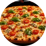 Especiais: Magnífica - Pizza Grande (Ingredientes: Geleia de Pimenta, Gorgonzola, Manjericão, Mussarela, Orégano, Tomate Cereja)