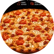 Especiais: Frango Philadelphia - Pizza Grande (Ingredientes: Bacon, Coberta Com Cream Cheese, Frango Desfiado, Mussarela)